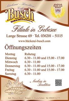 Werbeschild Bäckerei Busch
